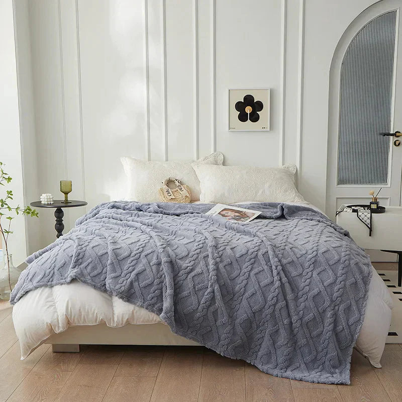 Reversible Thick Lambswool Blanket - CozyLuxe-Gray-27.56 × 39.37 in-Nora Luxe
