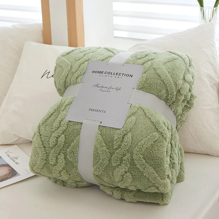 Reversible Thick Lambswool Blanket - CozyLuxe-Green-27.56 × 39.37 in-Nora Luxe