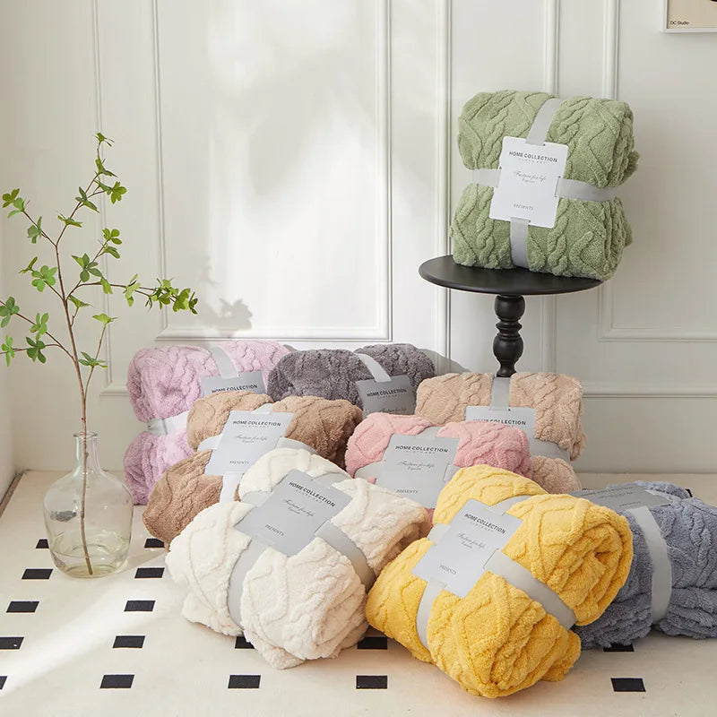 Reversible Thick Lambswool Blanket - CozyLuxe-Green-27.56 × 39.37 in-Nora Luxe