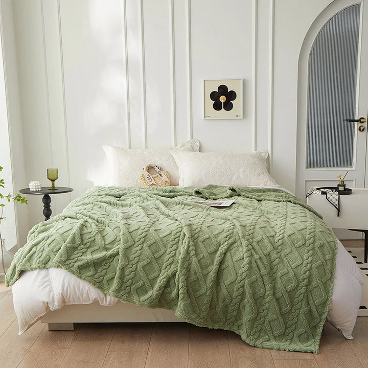 Reversible Thick Lambswool Blanket - CozyLuxe-Green-27.56 × 39.37 in-Nora Luxe