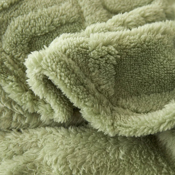 Reversible Thick Lambswool Blanket - CozyLuxe-Green-27.56 × 39.37 in-Nora Luxe