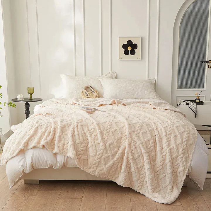Reversible Thick Lambswool Blanket - CozyLuxe-Ivory-27.56 × 39.37 in-Nora Luxe