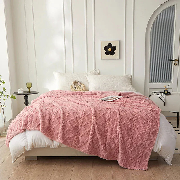 Reversible Thick Lambswool Blanket - CozyLuxe-Pink-27.56 × 39.37 in-Nora Luxe
