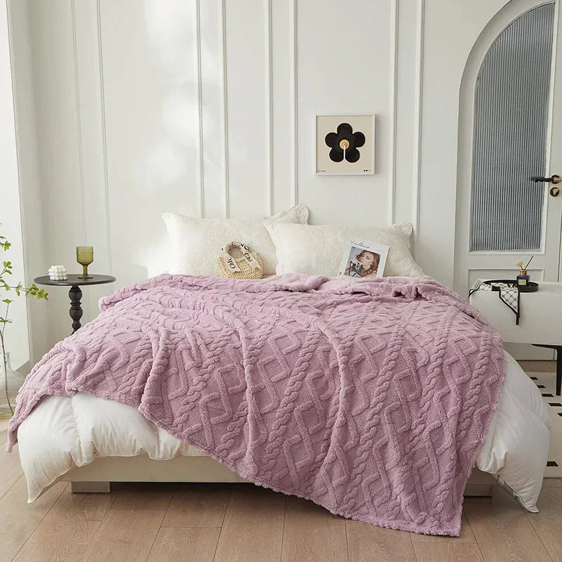 Reversible Thick Lambswool Blanket - CozyLuxe-Purple-27.56 × 39.37 in-Nora Luxe
