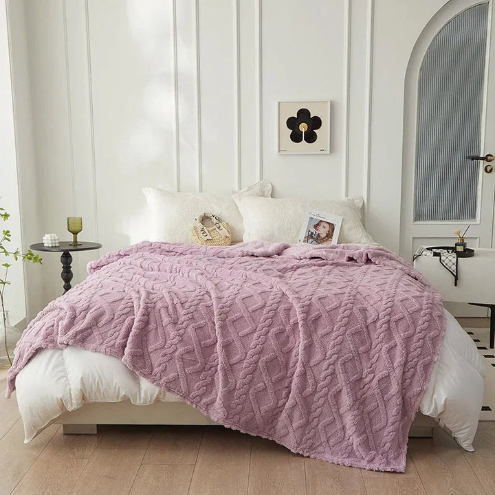 Reversible Thick Lambswool Blanket - CozyLuxe-Purple-27.56 × 39.37 in-Nora Luxe