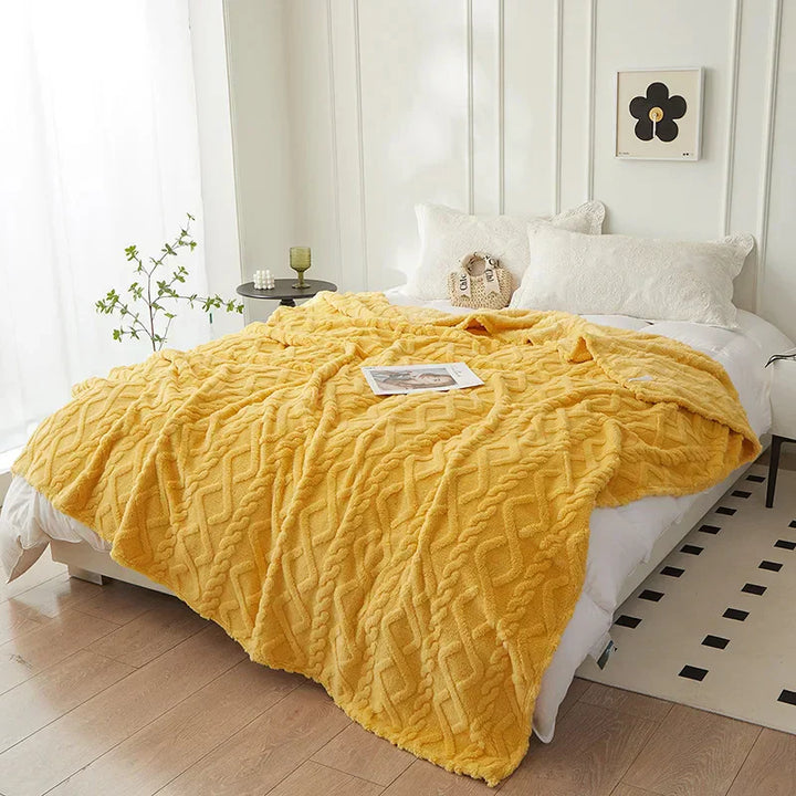 Reversible Thick Lambswool Blanket - CozyLuxe-Yellow-27.56 × 39.37 in-Nora Luxe