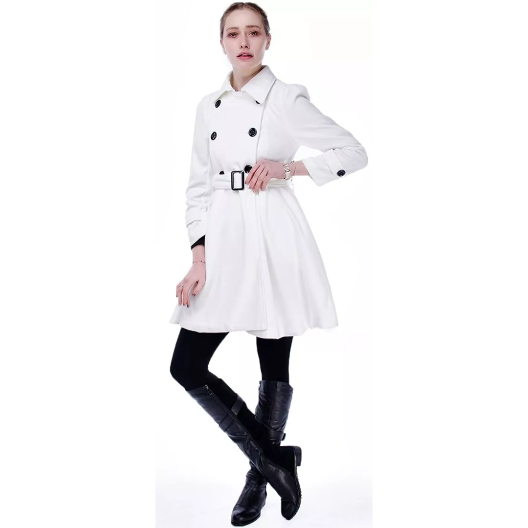 Reversible Wool Peacoat with Belt - Patty-Black-S-Nora Luxe