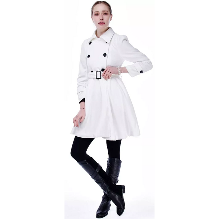 Reversible Wool Peacoat with Belt - Patty-Black-S-Nora Luxe