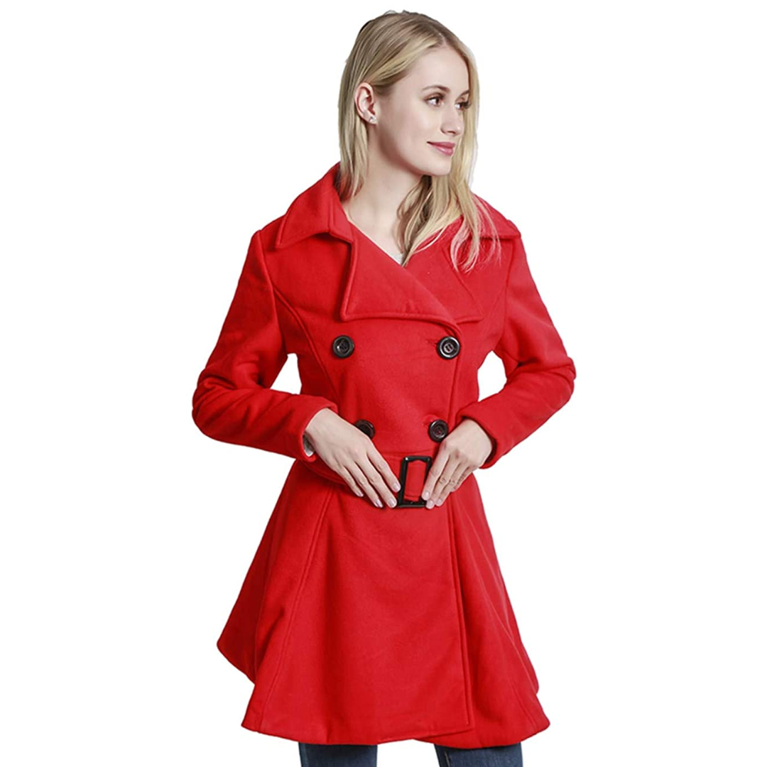 Reversible Wool Peacoat with Belt - Patty-Black-S-Nora Luxe
