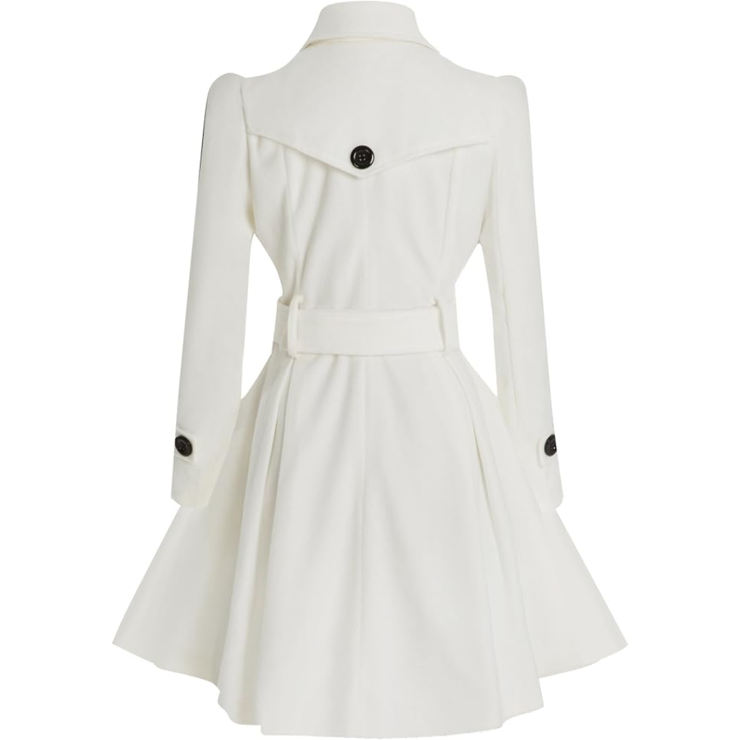 Reversible Wool Peacoat with Belt - Patty-Black-S-Nora Luxe