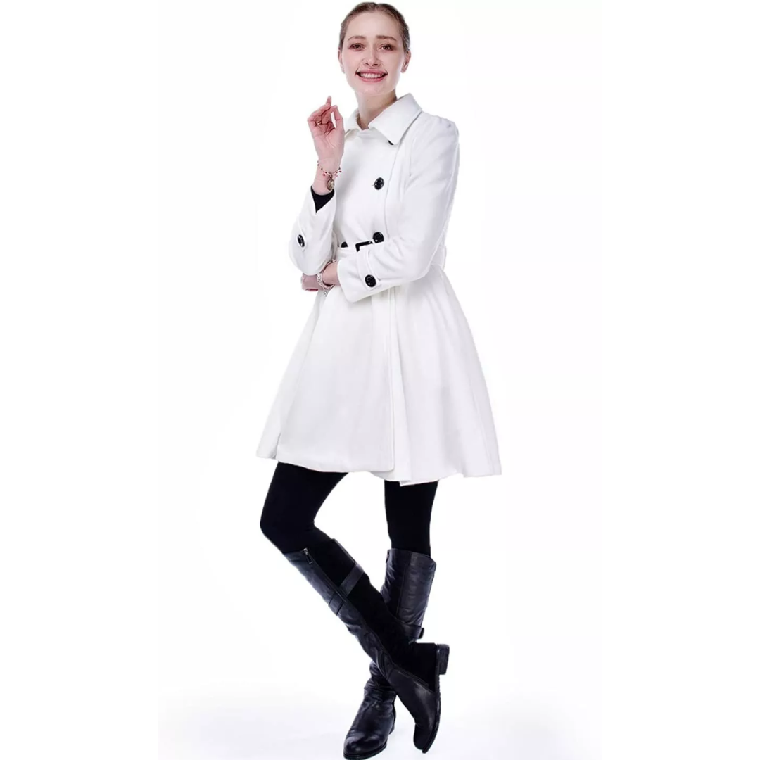 Reversible Wool Peacoat with Belt - Patty-Black-S-Nora Luxe