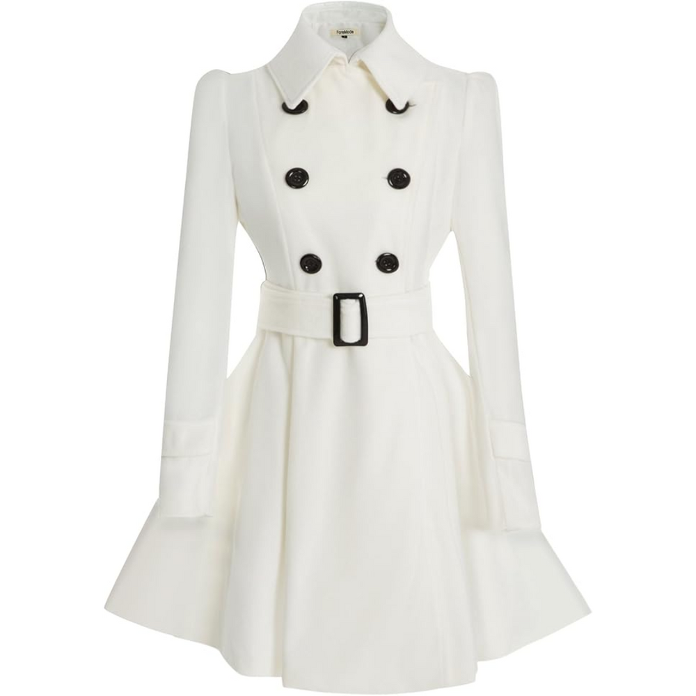 Reversible Wool Peacoat with Belt - Patty-White-S-Nora Luxe