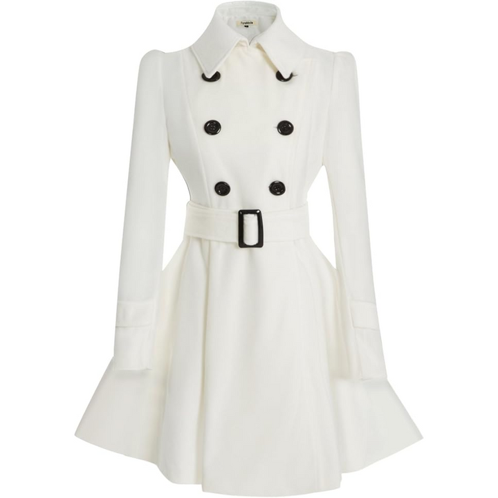 Reversible Wool Peacoat with Belt - Patty-White-S-Nora Luxe