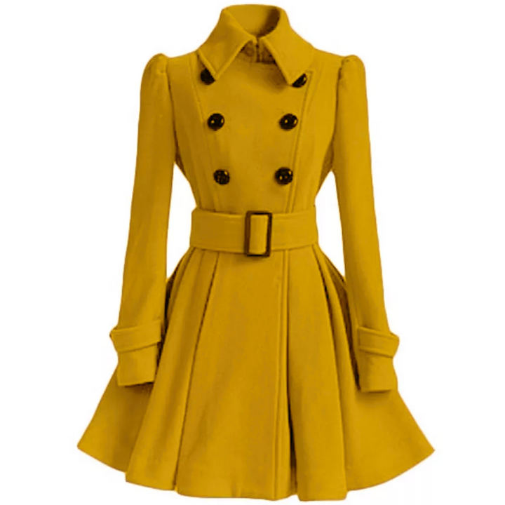 Reversible Wool Peacoat with Belt - Patty-Yellow-S-Nora Luxe