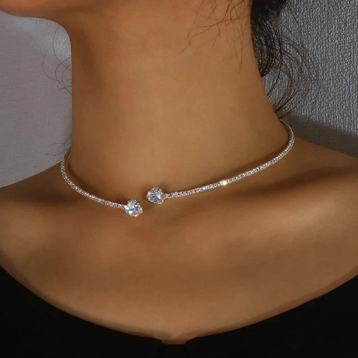 Rhinestone Choker Necklace | Elegant Statement Jewellery-Gold-Nora Luxe