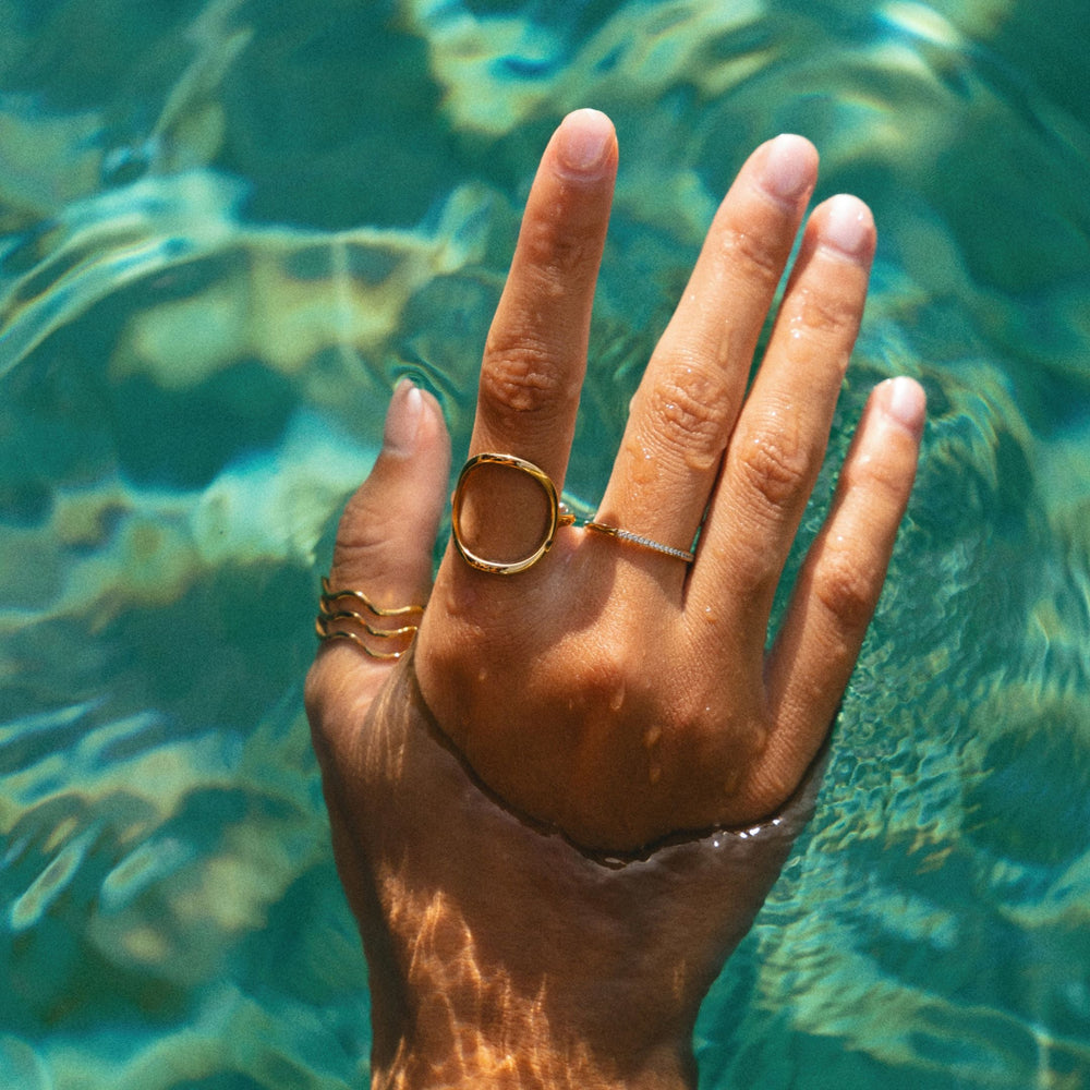 Ring with Wave Design - Nerida-5-Gold-Nora Luxe