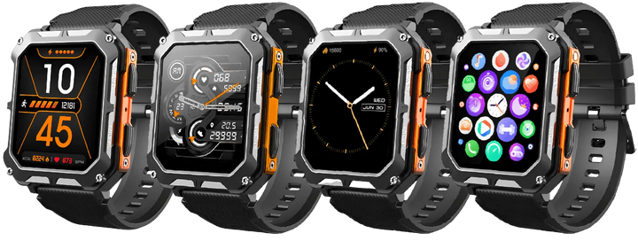 Robust Smartwatch with Heart Rate Monitor & Step Counter - EnduranceX-Black-Nora Luxe