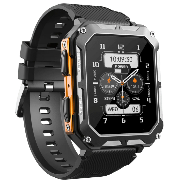 Robust Smartwatch with Heart Rate Monitor & Step Counter - EnduranceX-Black-Nora Luxe