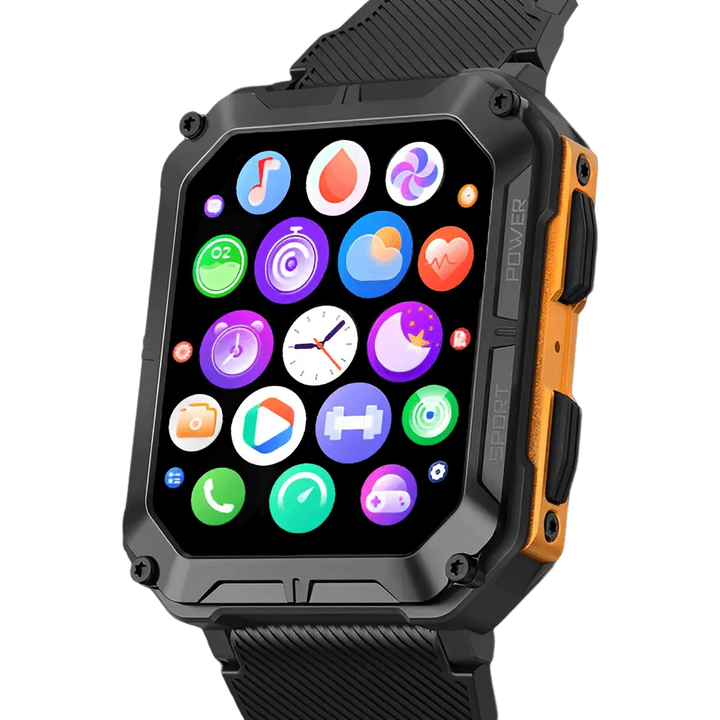 Robust Smartwatch with Heart Rate Monitor & Step Counter - EnduranceX-Orange-Nora Luxe
