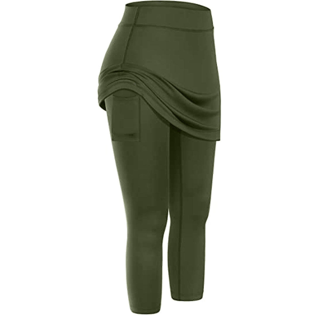 Rock leggings with practical side pockets – Mireille-Army green-S-Nora Luxe