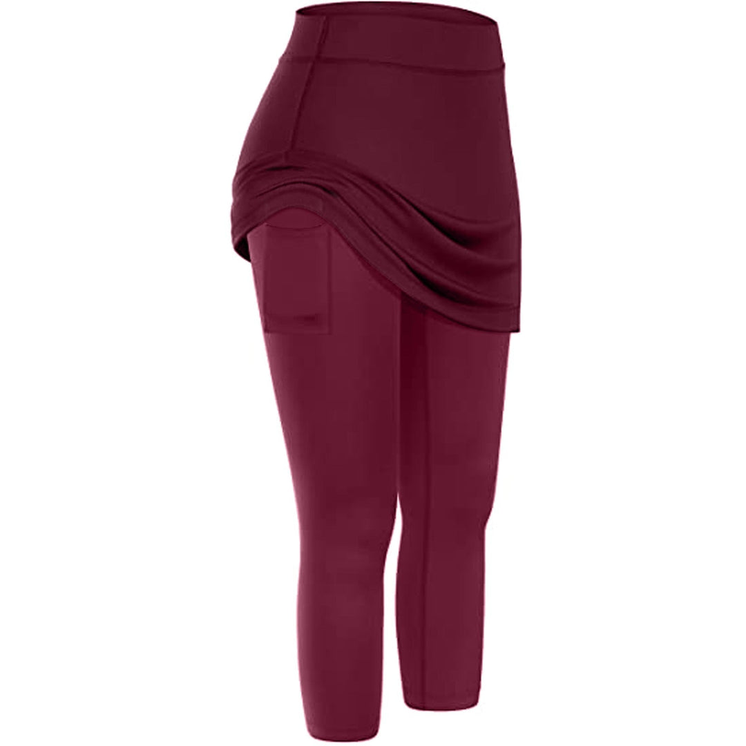 Rock leggings with practical side pockets – Mireille-Wine red-S-Nora Luxe