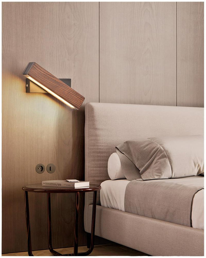 Rotatable Wooden LED Wall Lamp - Jasper-Dark Wood-Small - 8.27 × 1.97 inches-Nora Luxe