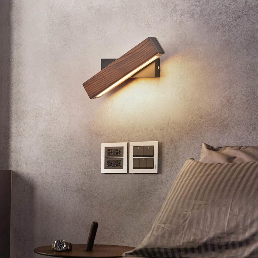 Rotatable Wooden LED Wall Lamp - Jasper-Dark Wood-Small - 8.27 × 1.97 inches-Nora Luxe