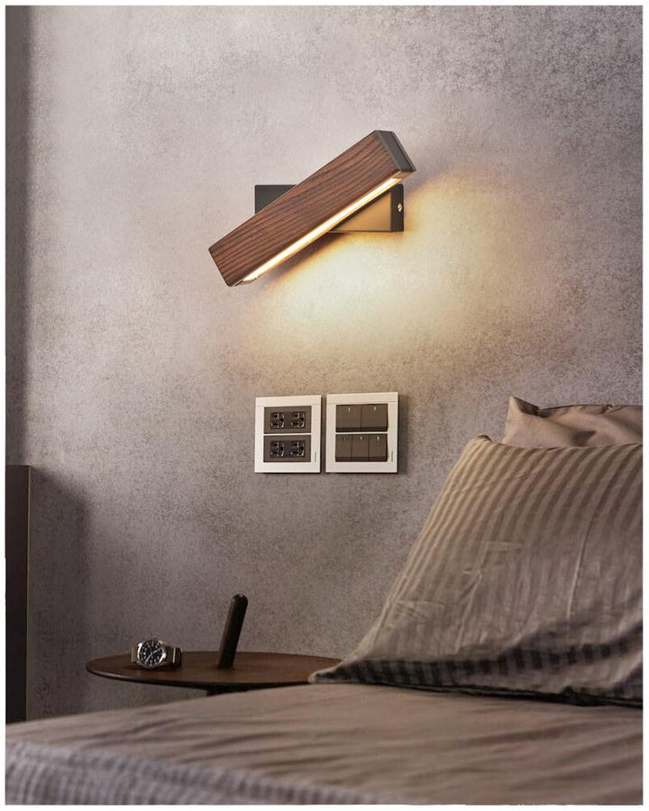 Rotatable Wooden LED Wall Lamp - Jasper-Dark Wood-Small - 8.27 × 1.97 inches-Nora Luxe