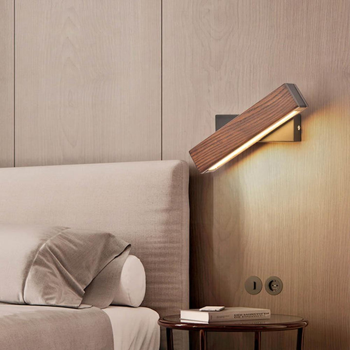 Rotatable Wooden LED Wall Lamp - Jasper-Dark Wood-Small - 8.27 × 1.97 inches-Nora Luxe