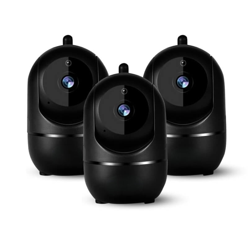 Rotating WiFi Indoor Camera – HomeView Mini-Black-3 Pack-Nora Luxe