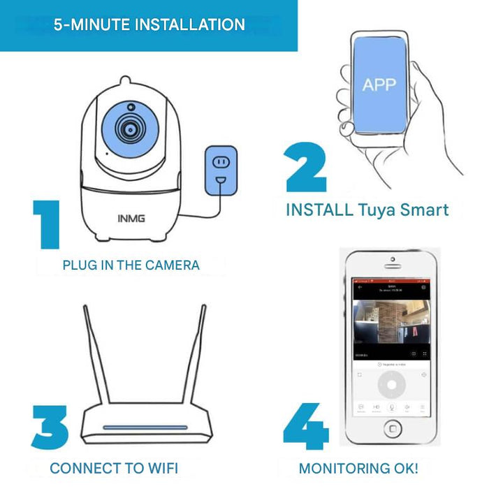 Rotating WiFi Indoor Camera – HomeView Mini-White-1-Nora Luxe