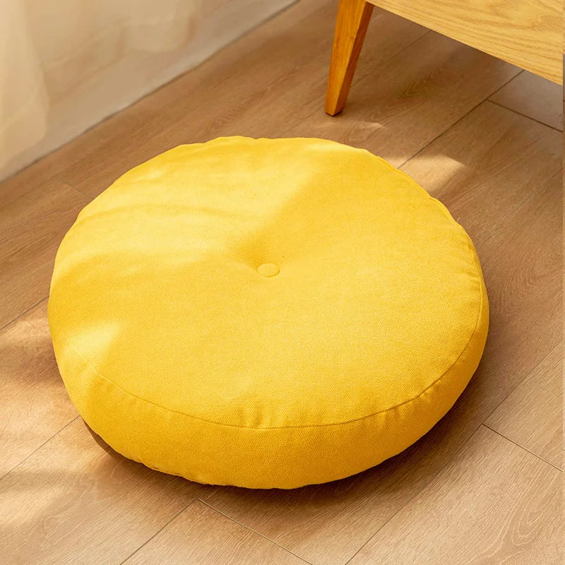 Round Meditation and Yoga Cushion - ZenCushion-Yellow-16.54 in-Nora Luxe