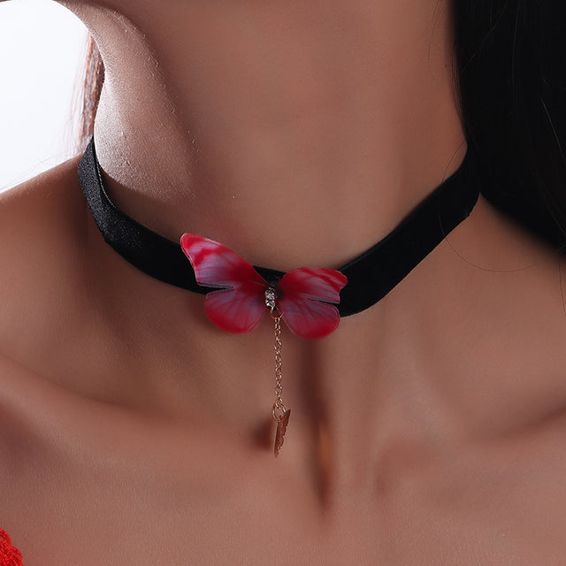 Royal Round Velvet Choker Necklace-Butterfly-Nora Luxe