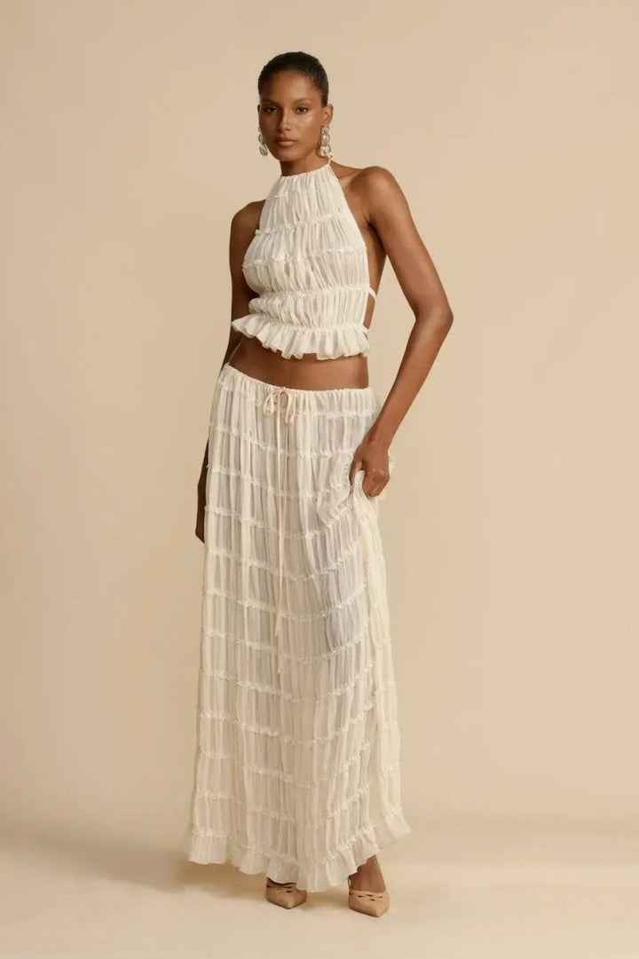 Rugless Chiffon Set – Calysta-White-S-The Livary