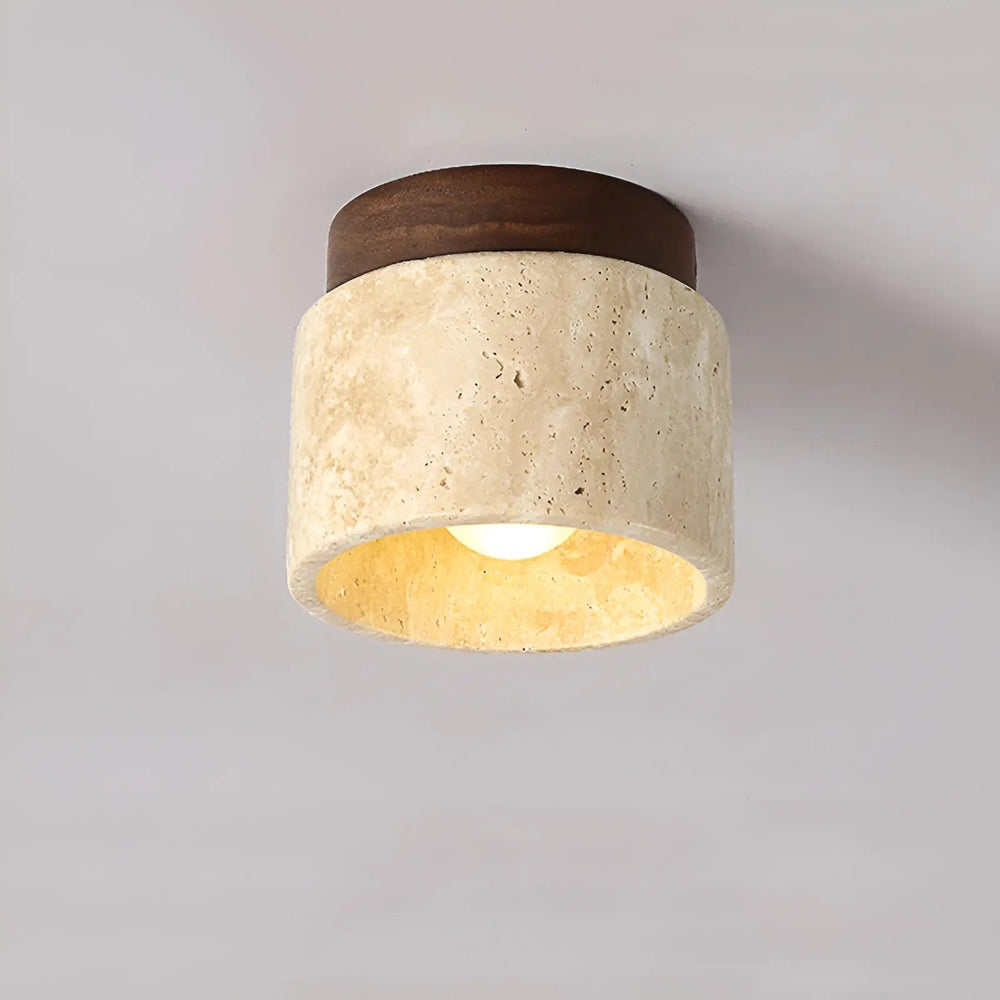 Rustic Travertine Ceiling Lamp - TravaGlow-Walnut-Nora Luxe