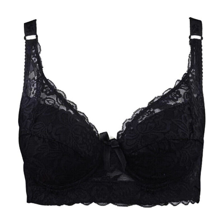 Schwarzer Spitzen-BH, Damenunterwäsche, verstellbare Träger, elegantes Design, Dessous.