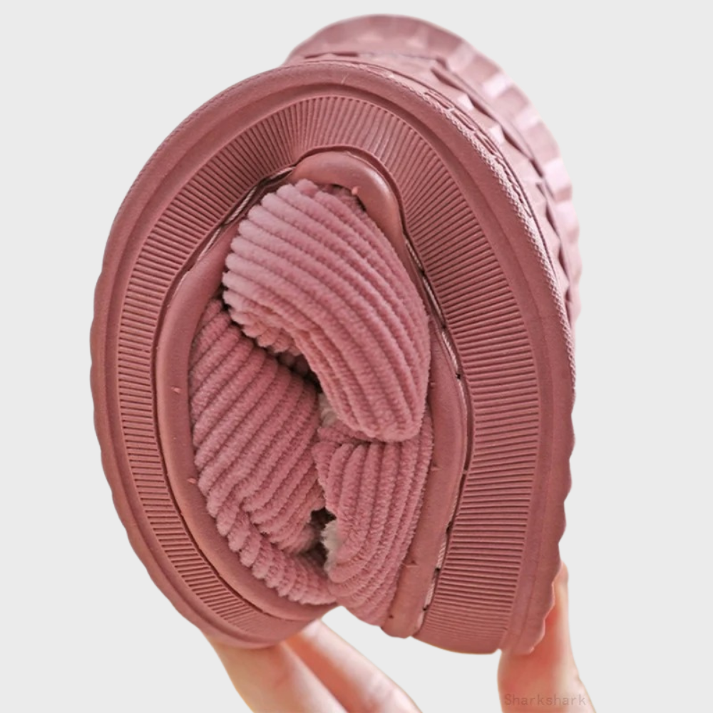 Sally - Warm Corduroy Lined Slippers-Pink-7-Nora Luxe