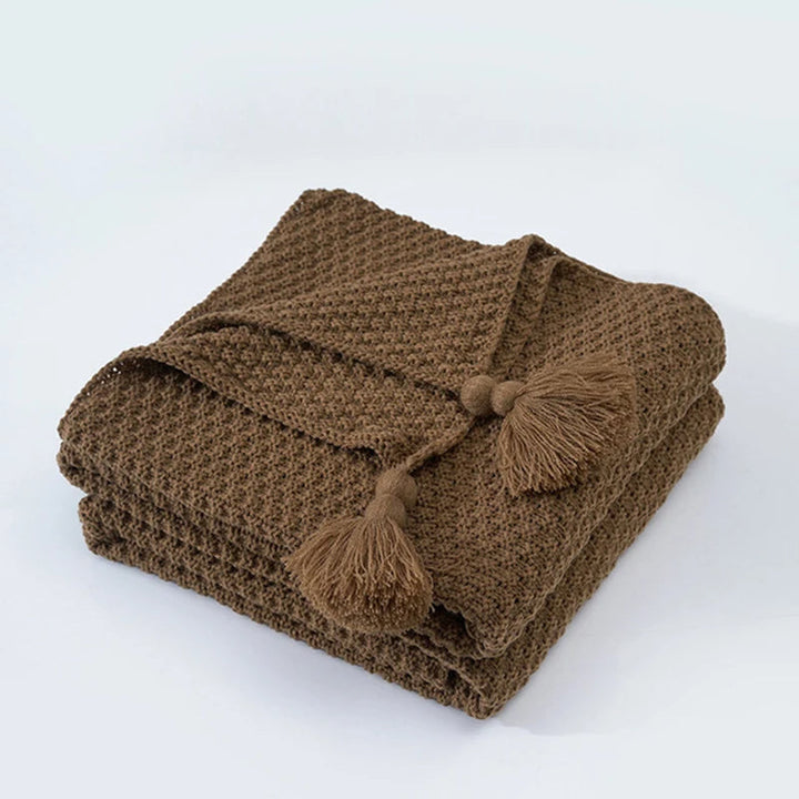 Scandinavian Knitted Wool Blanket - Aurora-Brown-43.3 x 59.1 inches-Nora Luxe