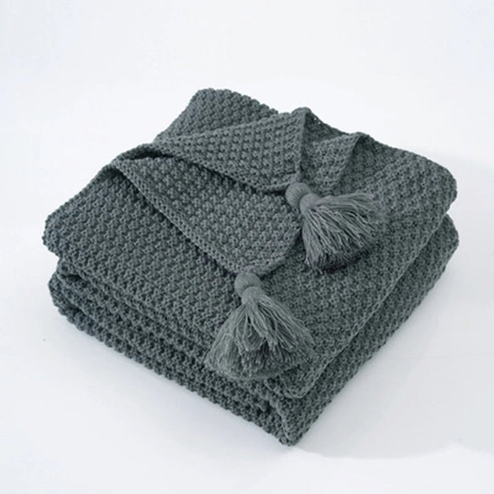 Scandinavian Knitted Wool Blanket - Aurora-Gray-43.3 x 59.1 inches-Nora Luxe