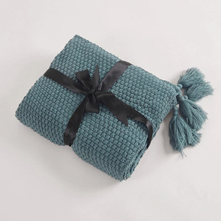 Scandinavian Knitted Wool Blanket - Aurora-Light green-43.3 x 59.1 inches-Nora Luxe