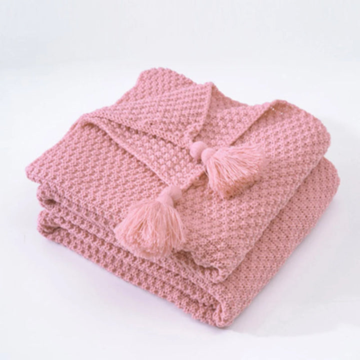 Scandinavian Knitted Wool Blanket - Aurora-Pink-43.3 x 59.1 inches-Nora Luxe