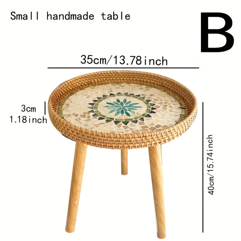 Scandinavian Rattan Side Table - Elin-Green-A-Nora Luxe