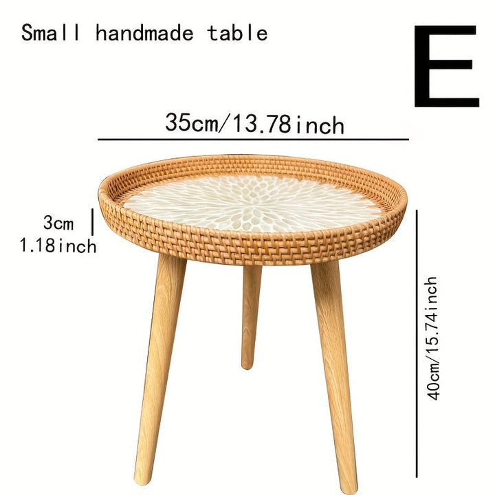 Scandinavian Rattan Side Table - Elin-Green-A-Nora Luxe