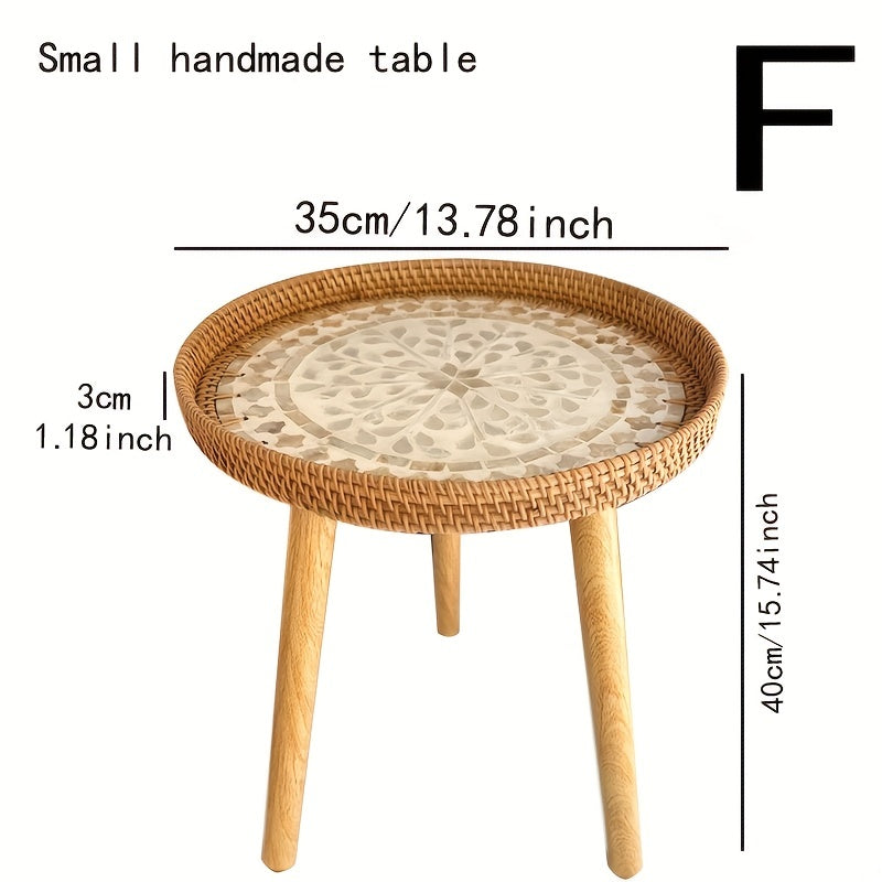 Scandinavian Rattan Side Table - Elin-Green-A-Nora Luxe
