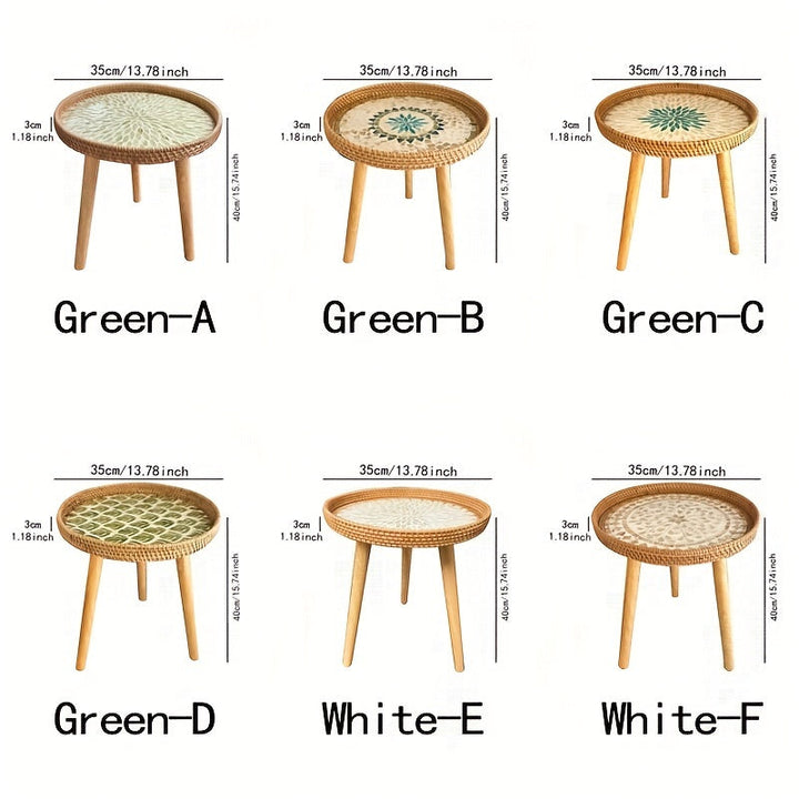 Scandinavian Rattan Side Table - Elin-Green-A-Nora Luxe