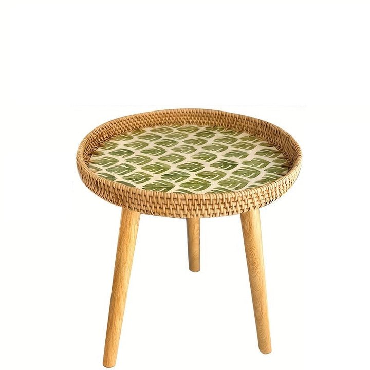 Scandinavian Rattan Side Table - Elin-Green-D-Nora Luxe