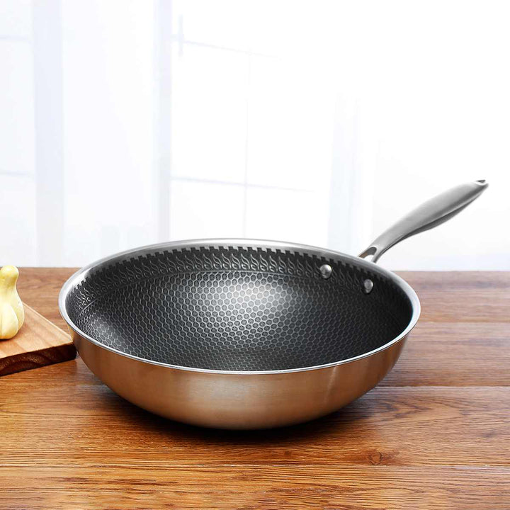 Scratch-resistant Stainless Steel Frying Pan with Non-stick Coating - ProCook Elite-Nora Luxe