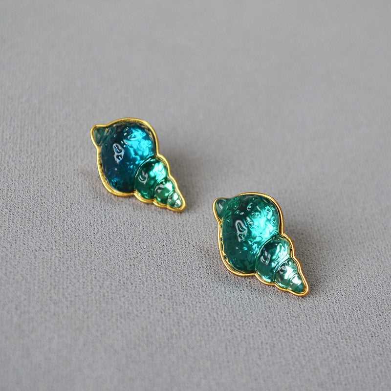 Sea Blue Shell Earrings - Marina-Nora Luxe