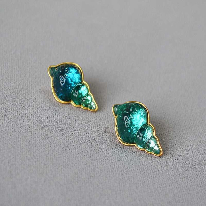 Sea Blue Shell Earrings - Marina-Nora Luxe