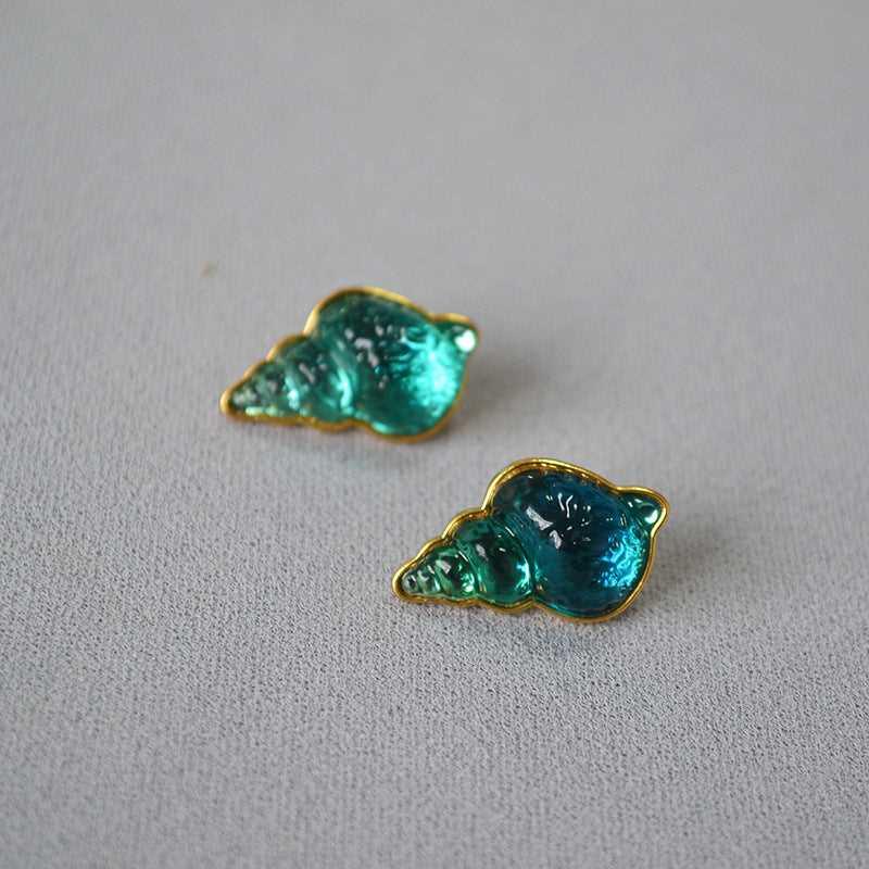 Sea Blue Shell Earrings - Marina-Nora Luxe